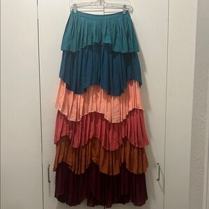 Colorful Tiered Maxi Skirt
